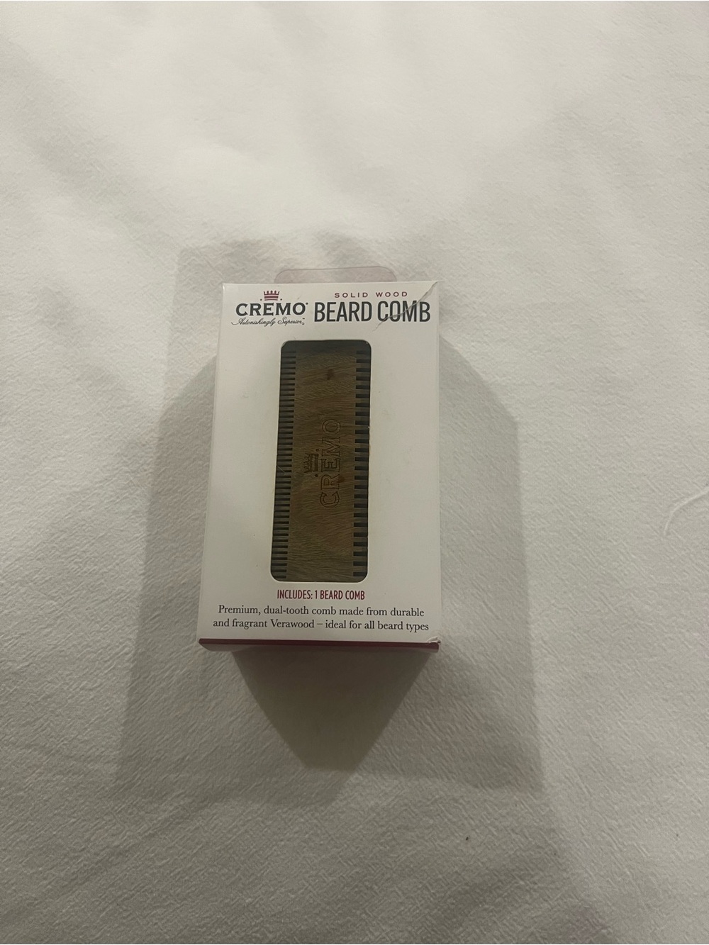 CREMO Solid Wood Beard Comb — Natural Brown Grooming Tool